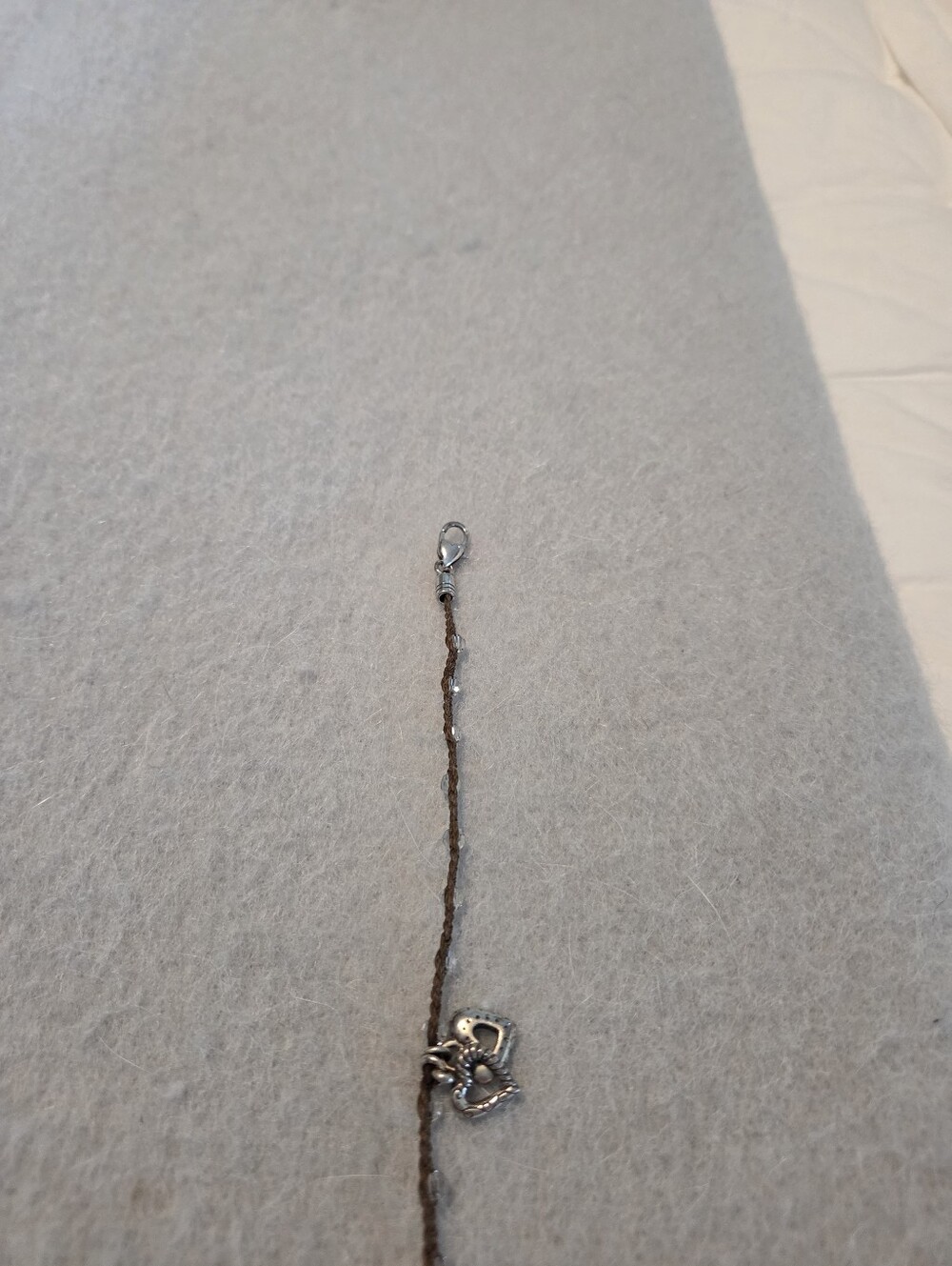 Brighton Brown Beaded Anklet with Silver Heart Accent